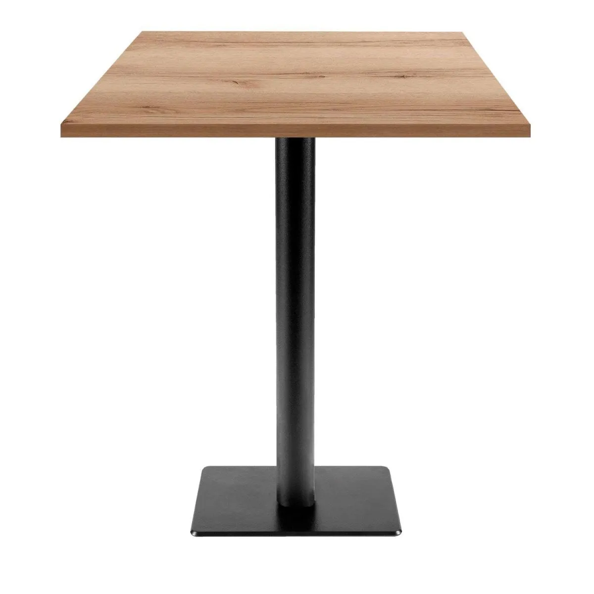 RestooTab Tavolo alto Milan T quadrato - laminato legno; 70x70x113 cm (LxLxH); Piano tavolo quercia/naturale, struttura nero; quadrata