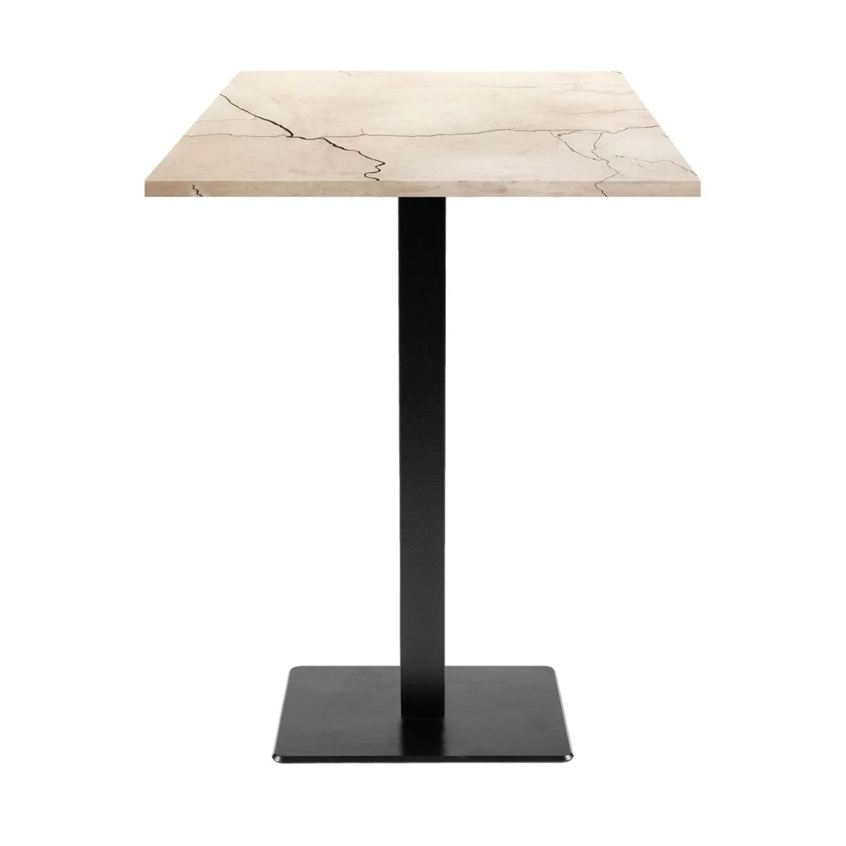 RestooTab Tavolo alto Milan quadrato - laminato pietra & legno; 60x60x113 cm (LxLxH); Piano tavolo bianco lana/marmorizzato, struttura nero; quadrata