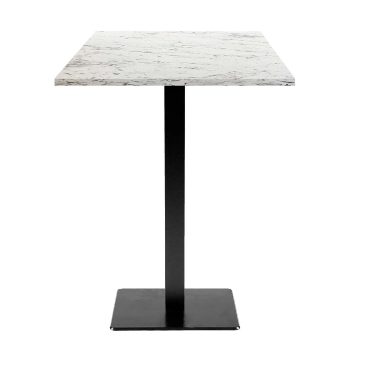 RestooTab Tavolo alto Milan quadrato - laminato pietra & legno; 60x60x113 cm (LxLxH); Piano tavolo bianco/grigio pietra/marmorizzato, struttura nero; quadrata