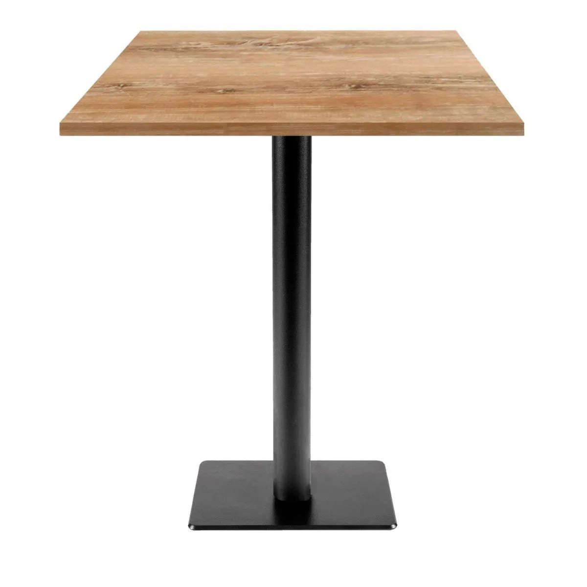 RestooTab Tavolo alto Milan T quadrato - laminato legno; 70x70x113 cm (LxLxH); Piano tavolo quercia antica, struttura nero; quadrata