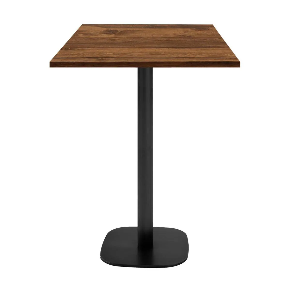 RestooTab Tavolo alto Round quadrato - laminato pietra & legno; 60x60x113 cm (LxLxH); Piano tavolo quercia wenge, struttura nero; quadrata