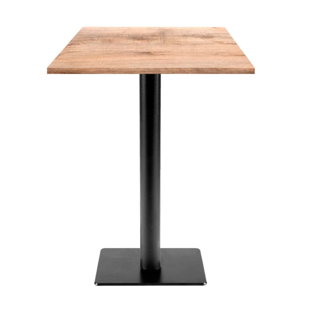 RestooTab Tavolo alto Milan T quadrato - laminato legno; 60x60x113 cm (LxLxH); Piano tavolo quercia/marrone chiaro, struttura nero; quadrata
