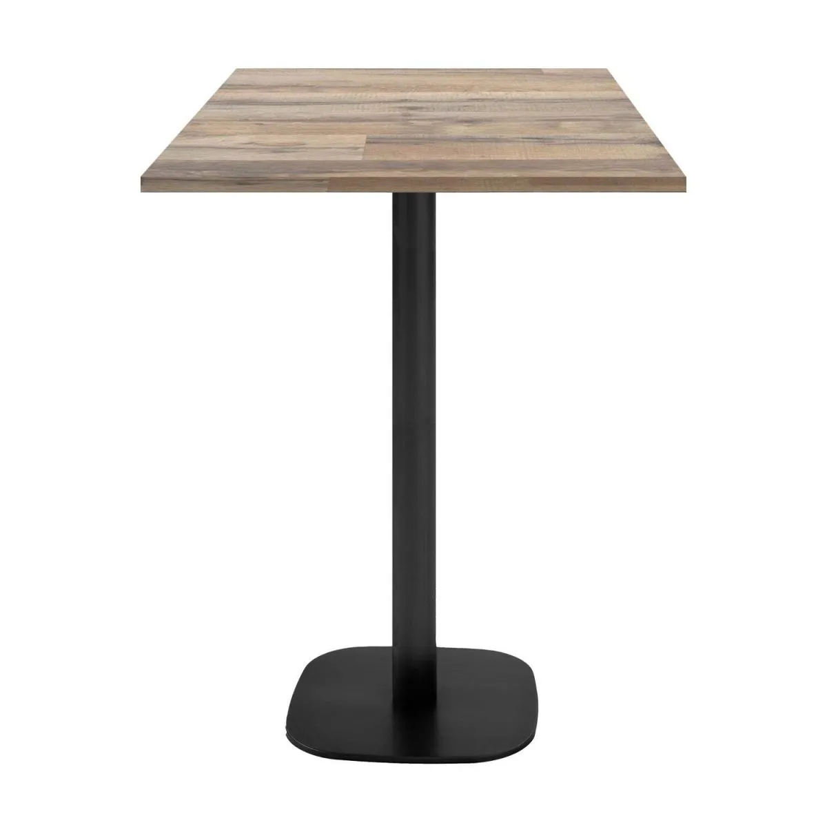 RestooTab Tavolo alto Round quadrato - laminato pietra & legno; 60x60x113 cm (LxLxH); Piano tavolo quercia/marrone vintage, struttura nero; quadrata