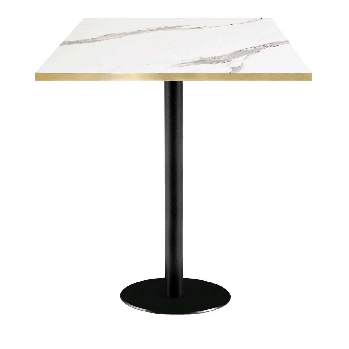 RestooTab Tavolo alto Rome quadrato - laminato pietra; 70x70x113 cm (LxLxH); Piano tavolo bianco, struttura nero; quadrata