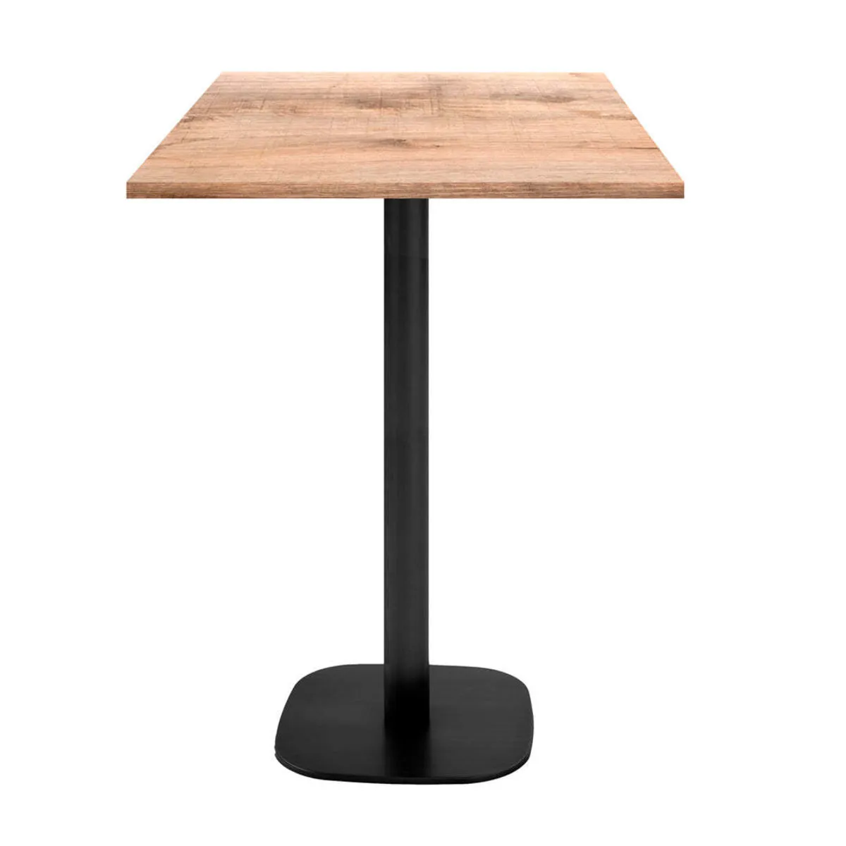 RestooTab Tavolo alto Round quadrato - laminato pietra & legno; 60x60x113 cm (LxLxH); Piano tavolo quercia/marrone chiaro, struttura nero; quadrata