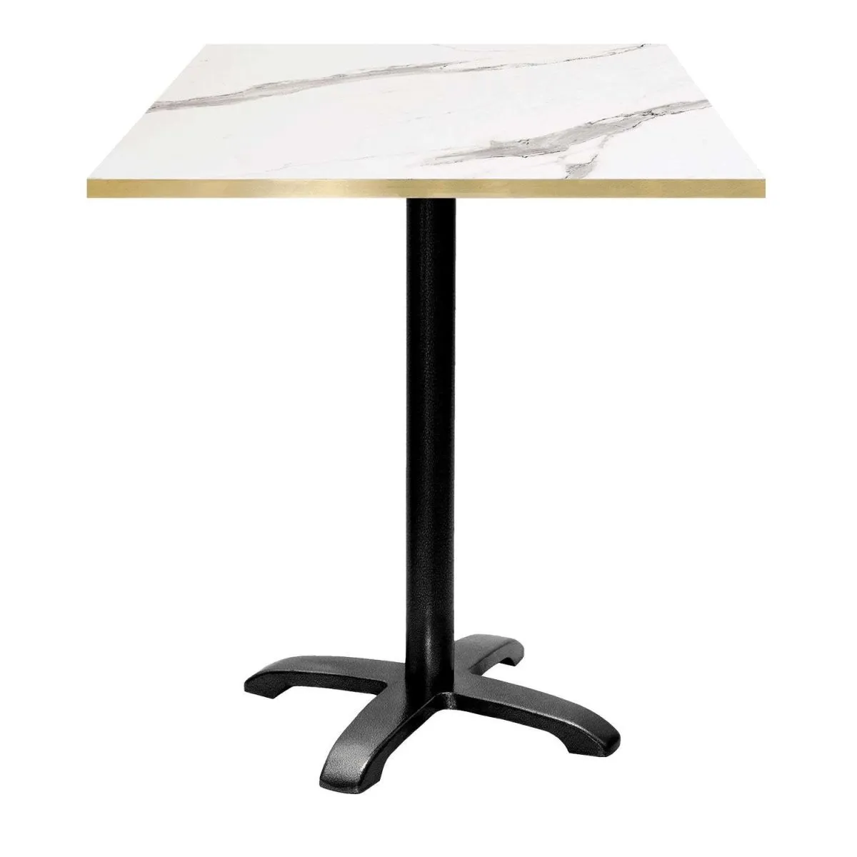 RestooTab Tavolo alto Bazila quadrato - laminato legno & tinta unita; 70x70x113 cm (LxLxH); Piano tavolo bianco, struttura nero; quadrata