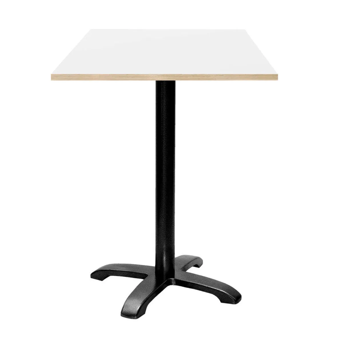 RestooTab Tavolo alto Bazila quadrato - laminato legno & tinta unita; 60x60x112 cm (LxLxH); Piano tavolo bianco, struttura nero; quadrata
