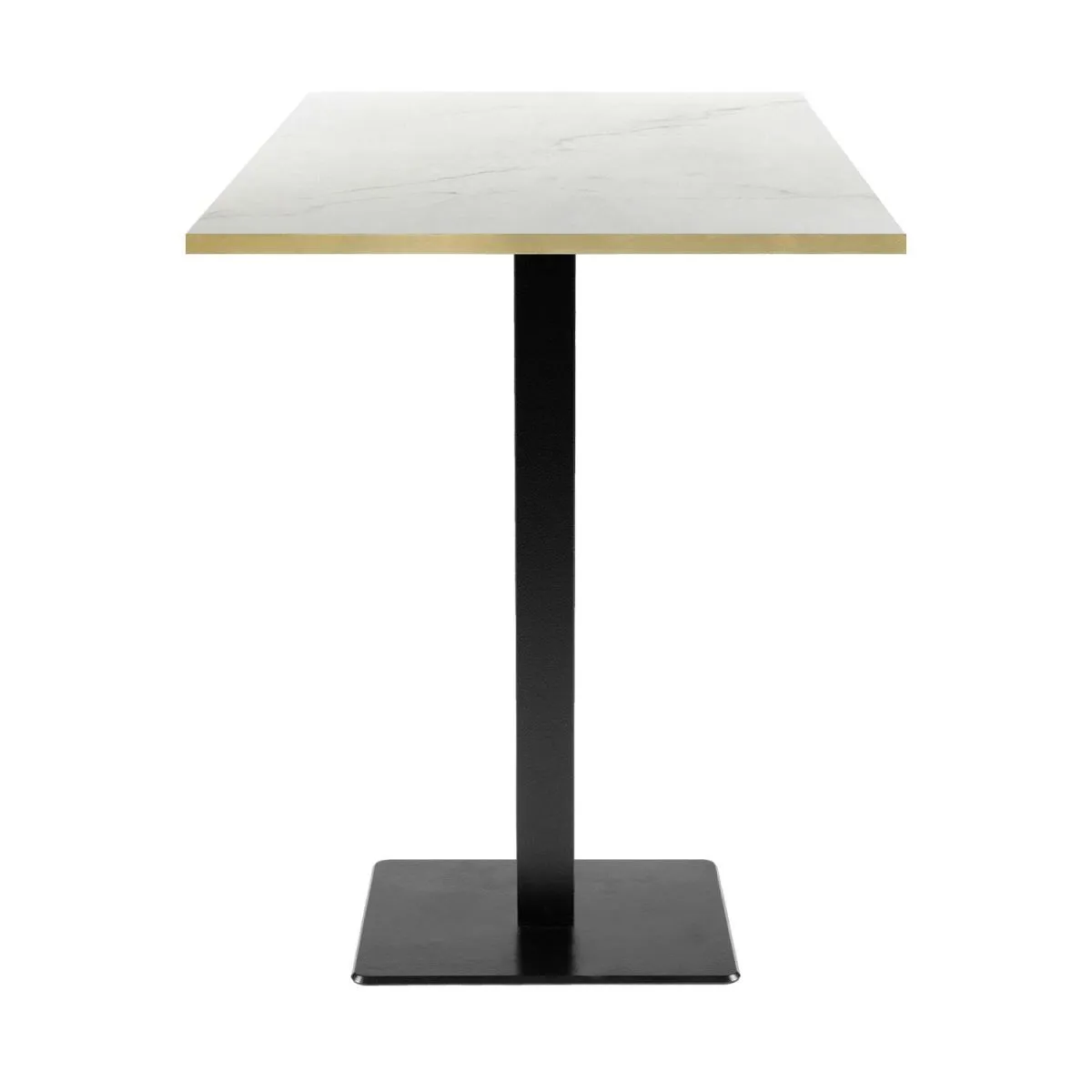 RestooTab Tavolo alto Milan quadrato - bordi color ottone; 60x60x113 cm (LxLxH); Piano tavolo bianco/beige/ottone, struttura nero; quadrata