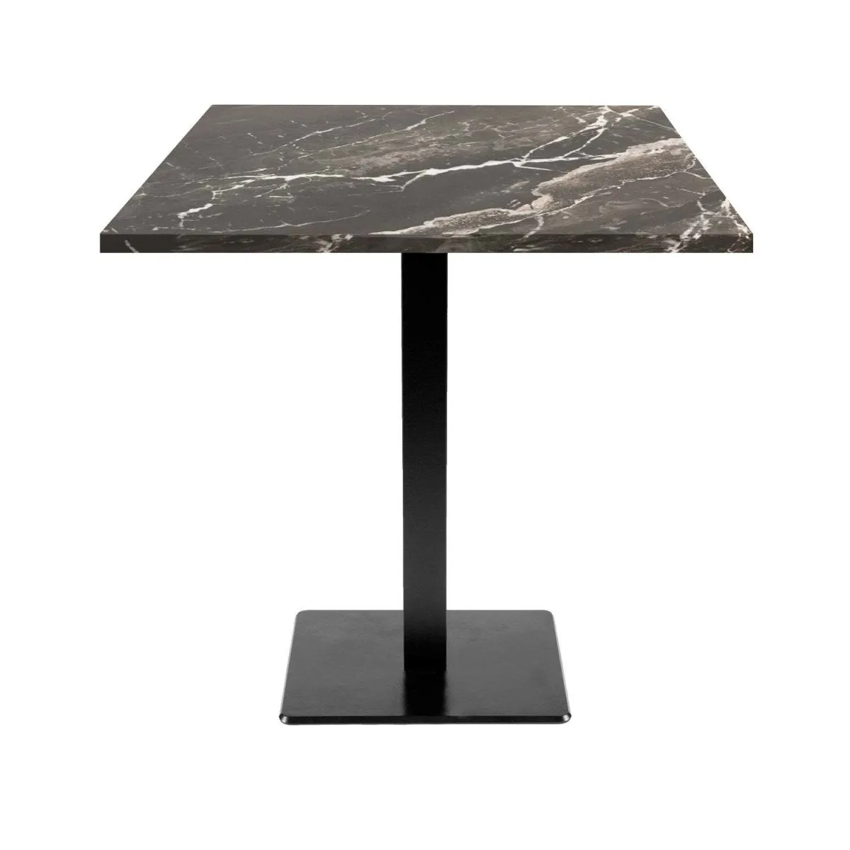 RestooTab Tavolo Milan quadrato - laminato pietra & legno; 70x70x75 cm (LxLxH); Piano tavolo nero, struttura nero; quadrata