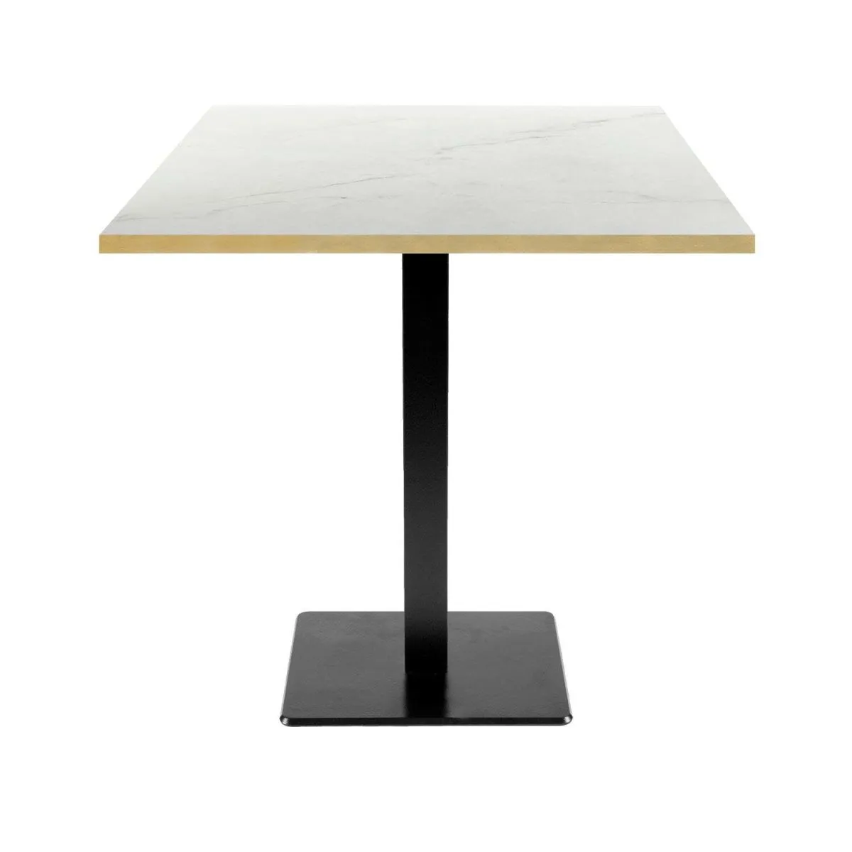 RestooTab Tavolo Milan quadrato - bordi color ottone; 70x70x75 cm (LxLxH); Piano tavolo bianco/beige/ottone, struttura nero; quadrata