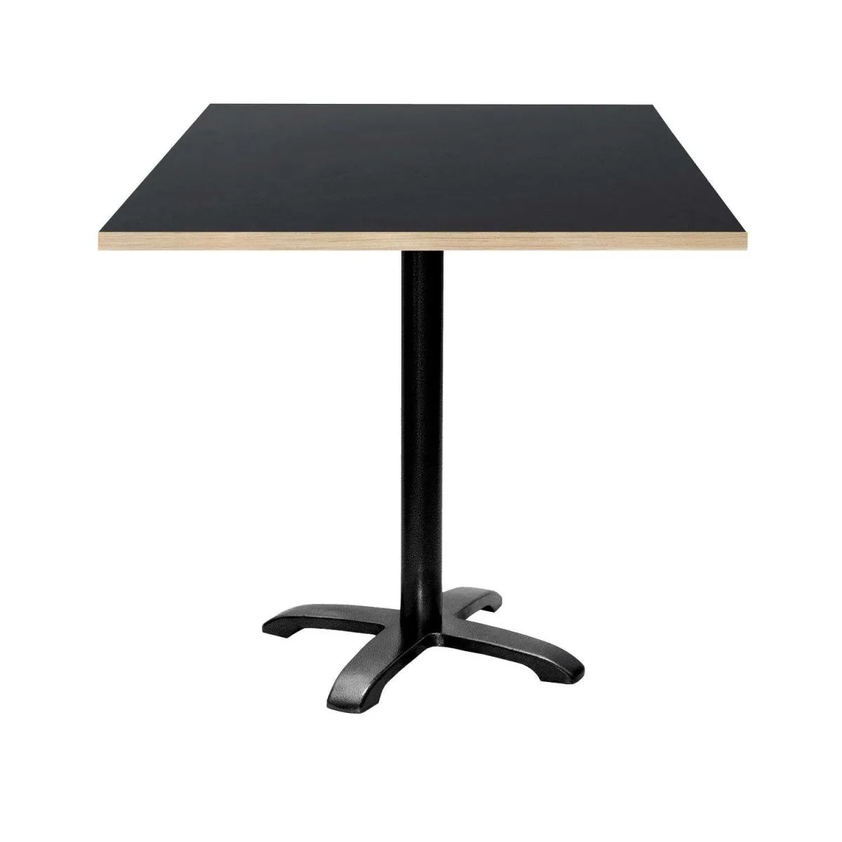 RestooTab Tavolo Bazila quadrato - laminato tinta unita; 70x70x74 cm (LxLxH); Piano tavolo nero, struttura nero; quadrata