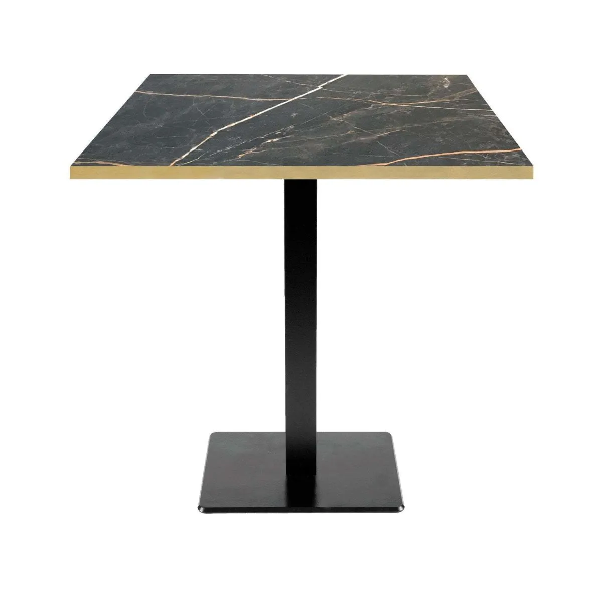 RestooTab Tavolo Milan quadrato - bordi color ottone; 70x70x75 cm (LxLxH); Piano tavolo nero, struttura nero; quadrata