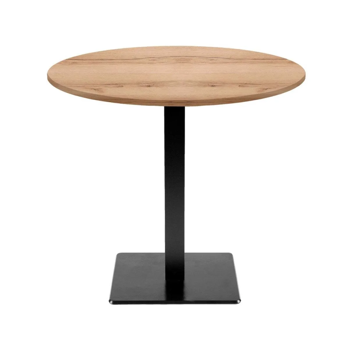 RestooTab Tavolo Milan rotondo - laminato pietra & legno; 75x70 cm (HxØ); Piano tavolo quercia/naturale, struttura nero; rotonda