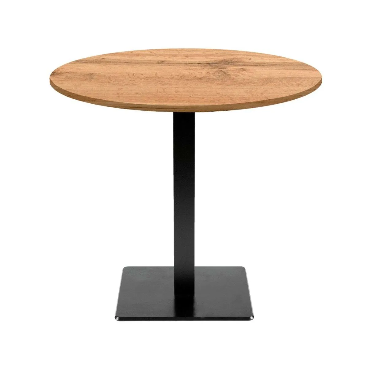 RestooTab Tavolo Milan rotondo - laminato pietra & legno; 75x70 cm (HxØ); Piano tavolo quercia, struttura nero; rotonda