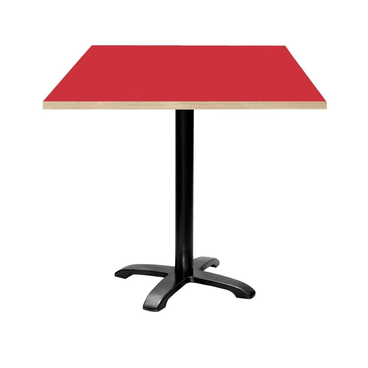 RestooTab Tavolo Bazila quadrato - laminato tinta unita; 70x70x74 cm (LxLxH); Piano tavolo rosso, struttura nero; quadrata