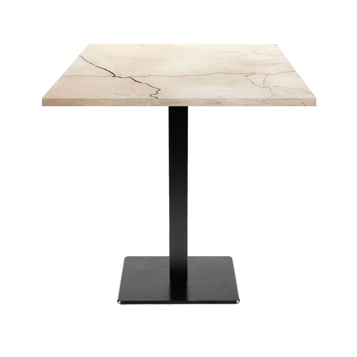 RestooTab Tavolo Milan quadrato - laminato pietra & legno; 70x70x75 cm (LxLxH); Piano tavolo bianco lana/marmorizzato, struttura nero; quadrata