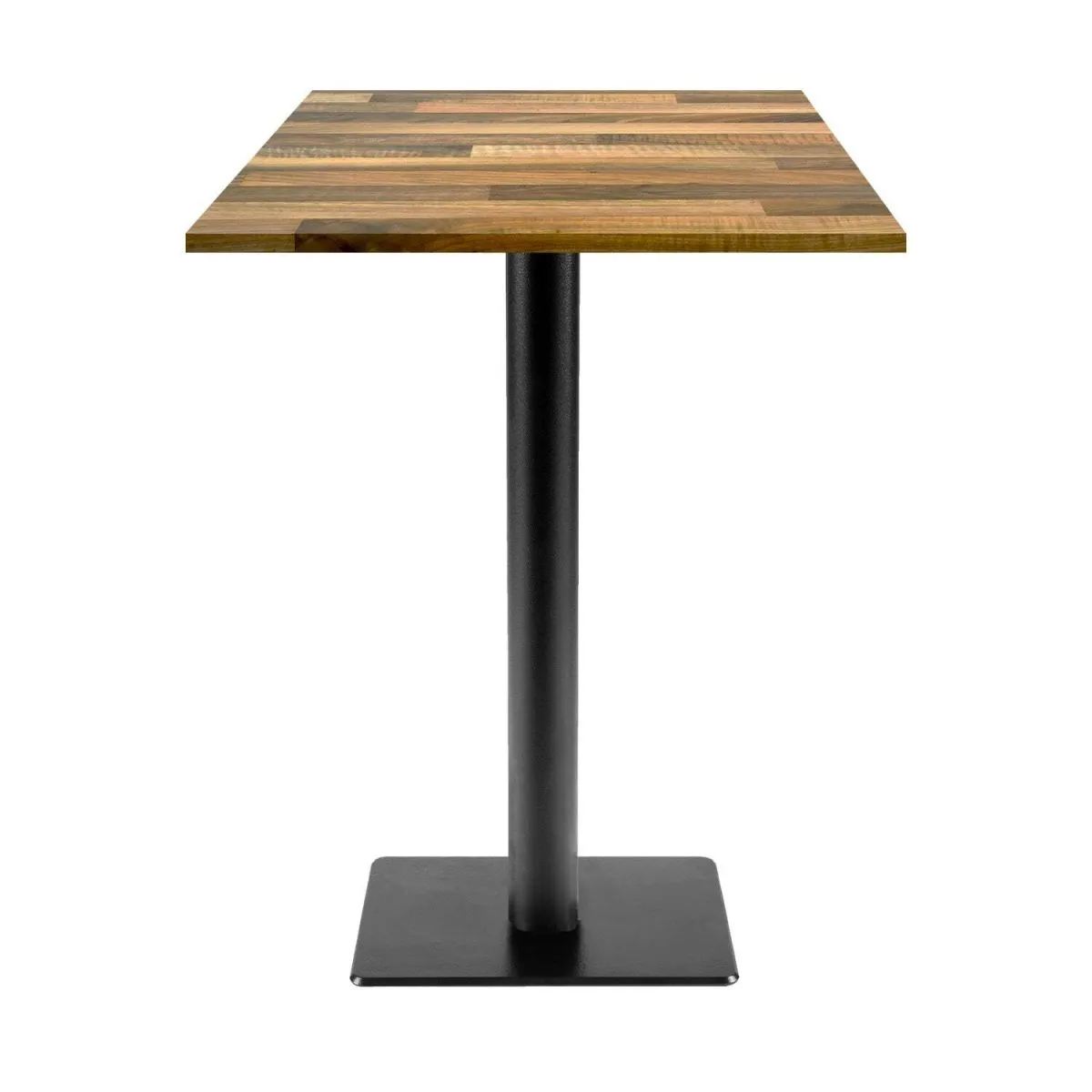RestooTab Tavolo alto Milan T quadrato - laminato legno; 60x60x113 cm (LxLxH); Piano tavolo quercia/marrone scuro, struttura nero; quadrata