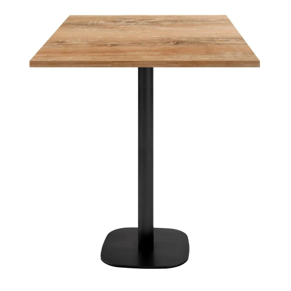 RestooTab Tavolo alto Round quadrato - laminato pietra & legno; 70x70x113 cm (LxLxH); Piano tavolo quercia antica, struttura nero; quadrata