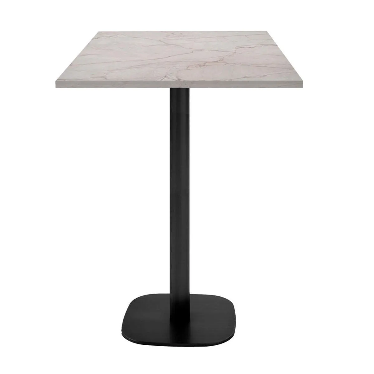 RestooTab Tavolo alto Round quadrato - laminato pietra & legno; 60x60x113 cm (LxLxH); Piano tavolo beige, struttura nero; quadrata
