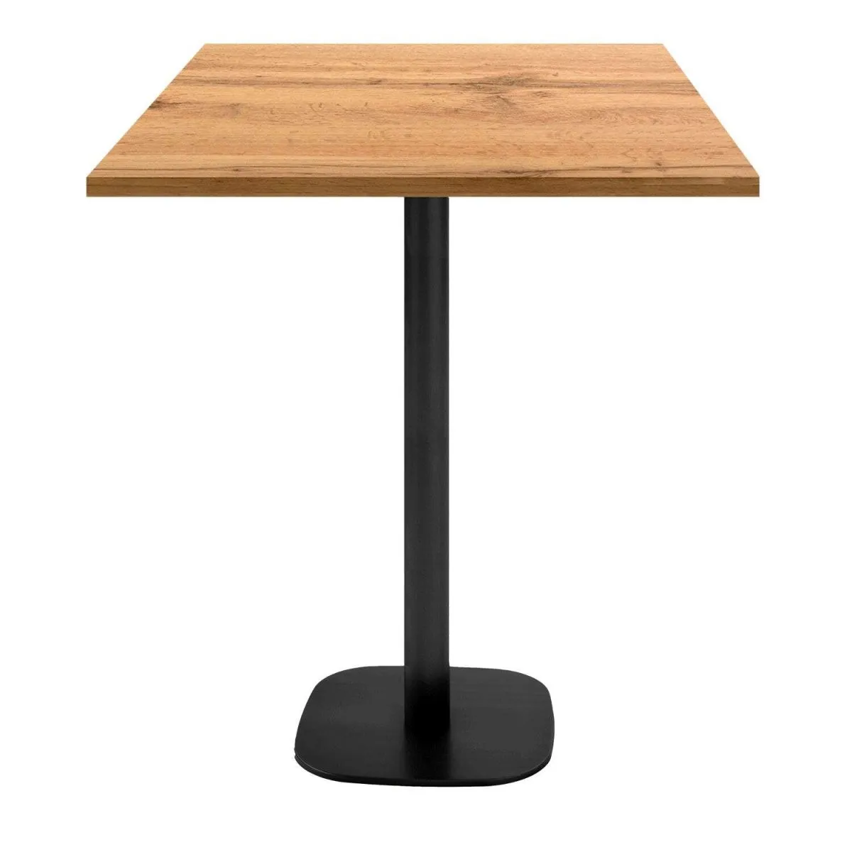 RestooTab Tavolo alto Round quadrato - laminato pietra & legno; 70x70x113 cm (LxLxH); Piano tavolo quercia, struttura nero; quadrata