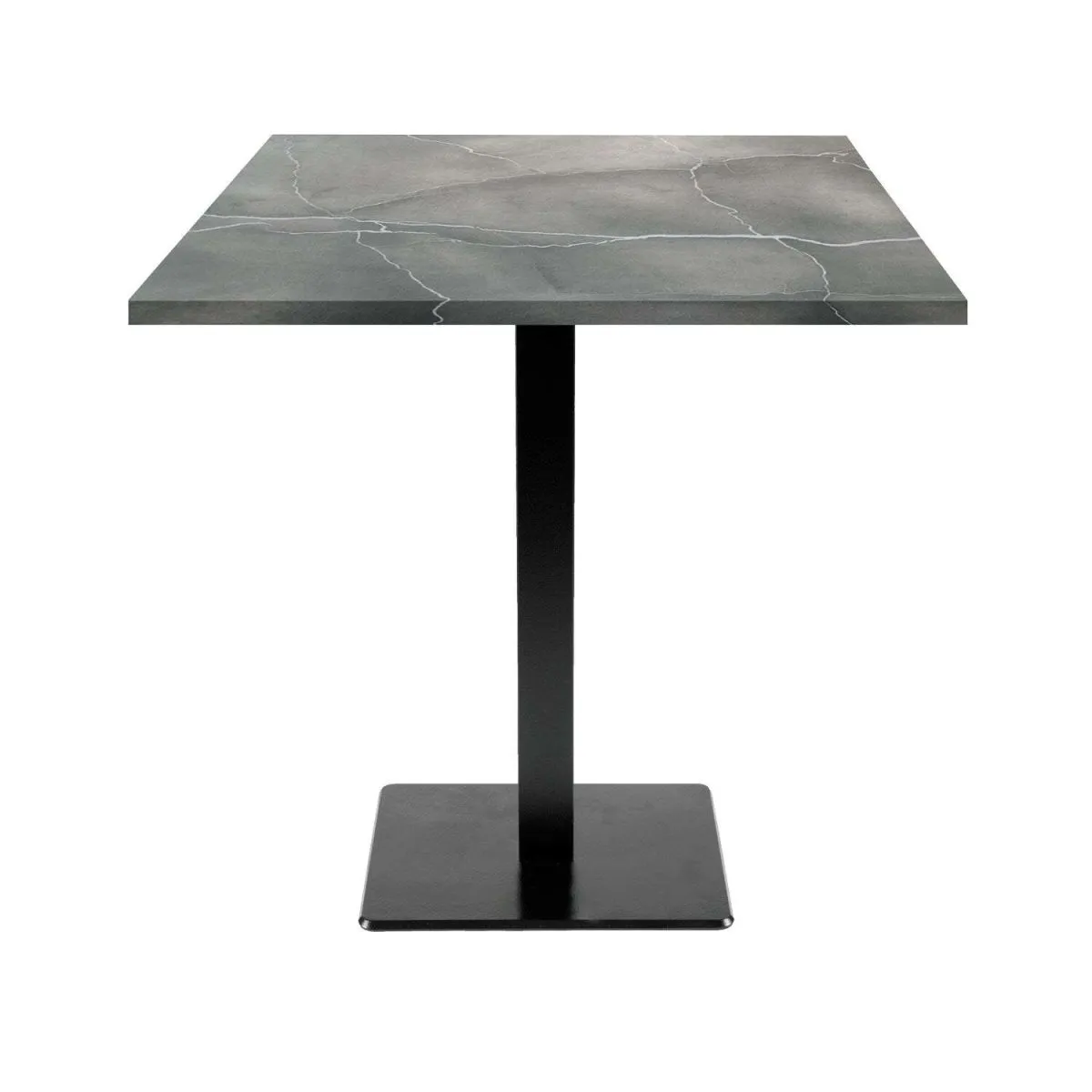 RestooTab Tavolo Milan quadrato - laminato pietra & legno; 70x70x75 cm (LxLxH); Piano tavolo grigio/blu/marmorizzato, struttura nero; quadrata