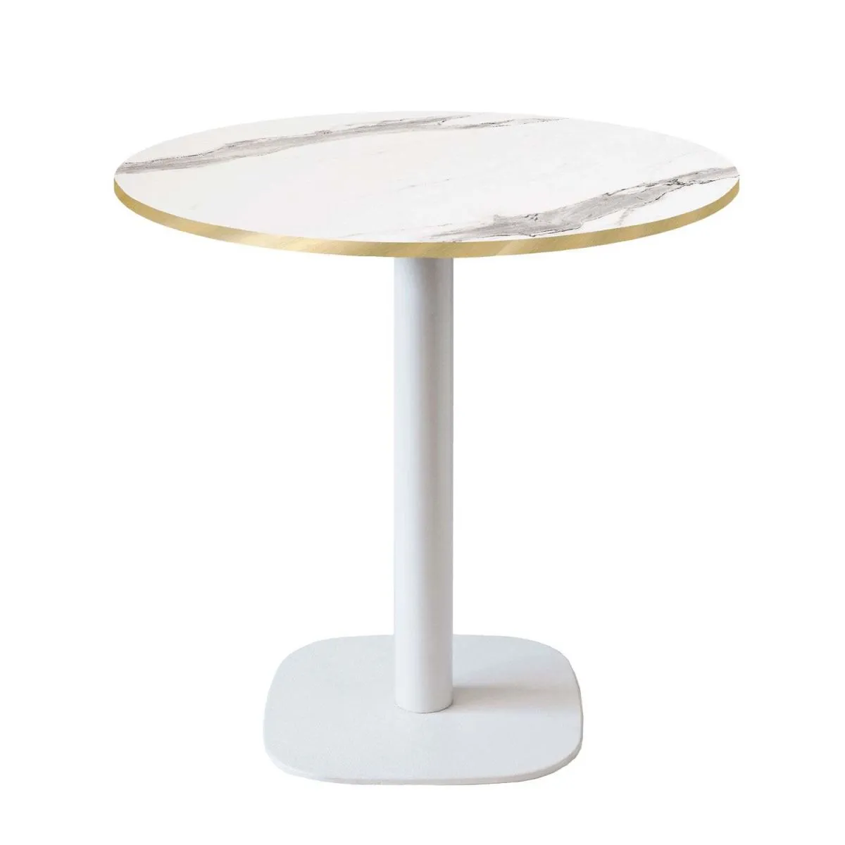 RestooTab Tavolo Round rotondo base bianco - laminato pietra; 75x70 cm (HxØ); Piano tavolo bianco, struttura bianco; rotonda