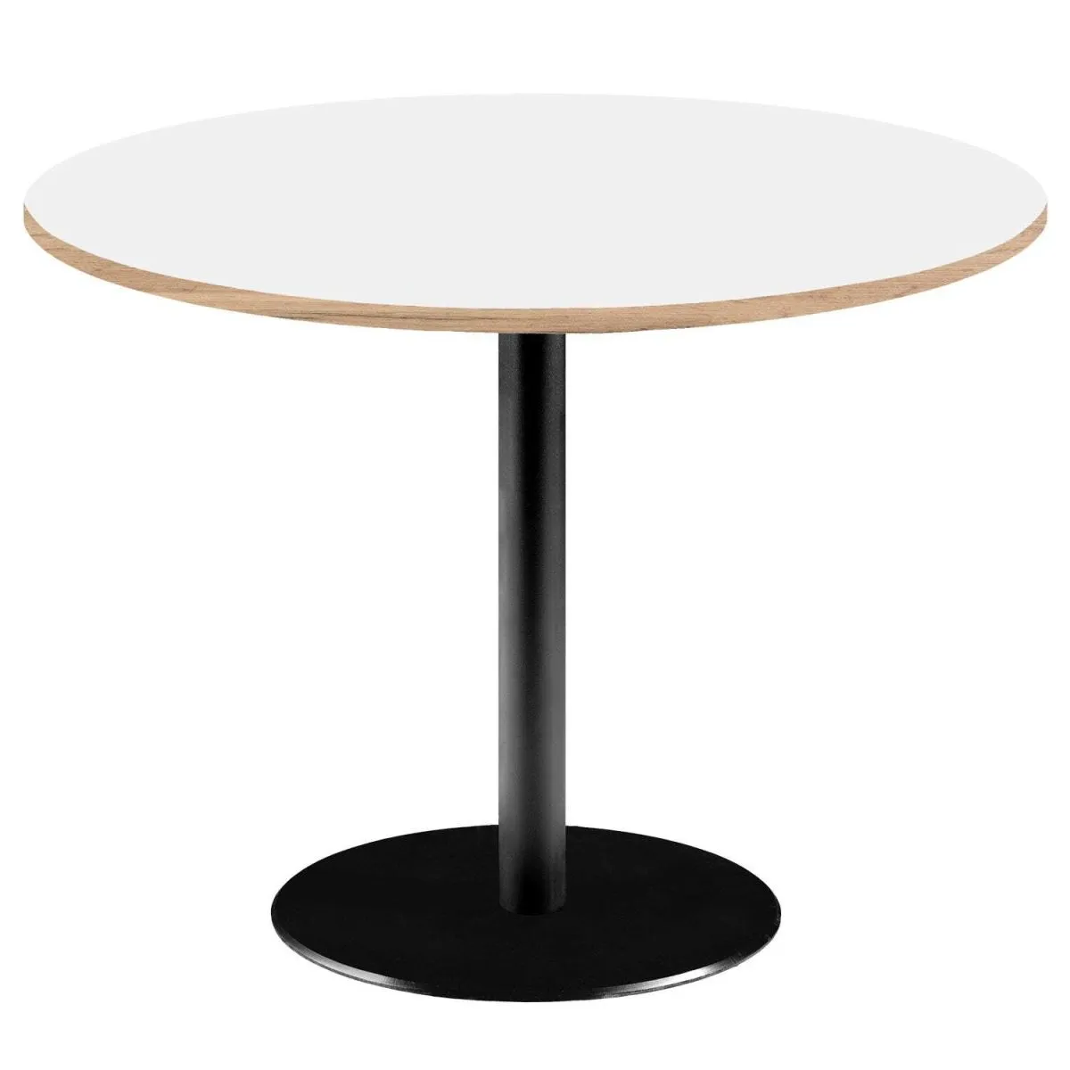 RestooTab Tavolo Rome XL rotondo - laminato tinta unita; 75x120 cm (HxØ); Piano tavolo bianco, struttura nero; rotonda