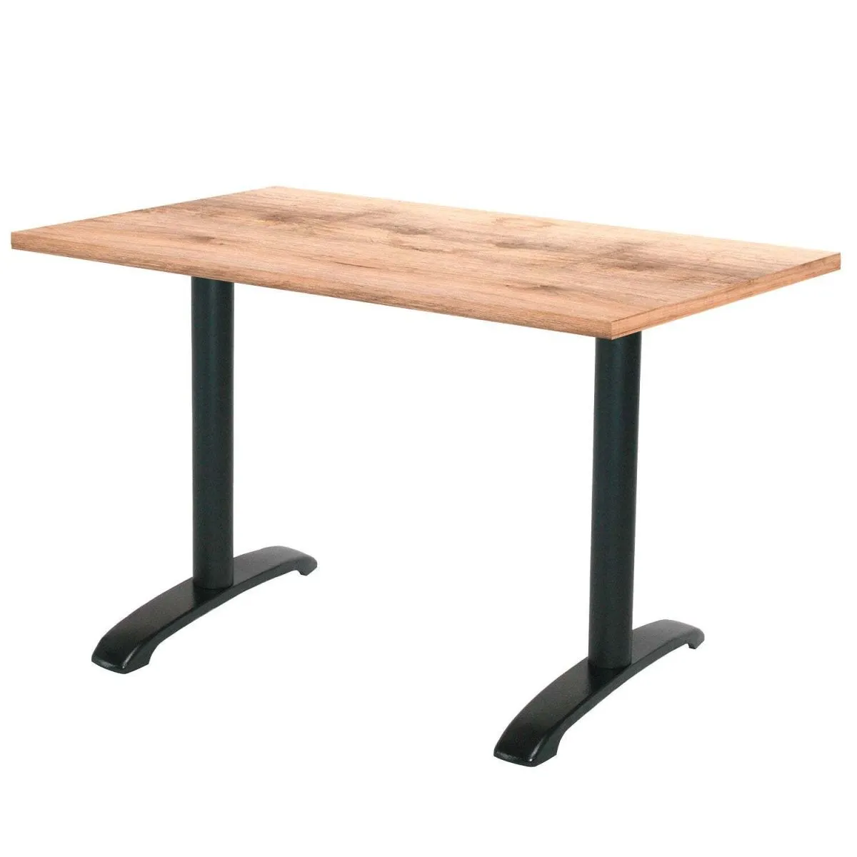 RestooTab Tavolo Bazila rettangolare - laminato pietra & legno; 160x80x74 cm (LxLxH); Piano tavolo quercia/marrone chiaro, struttura nero; rettangolare