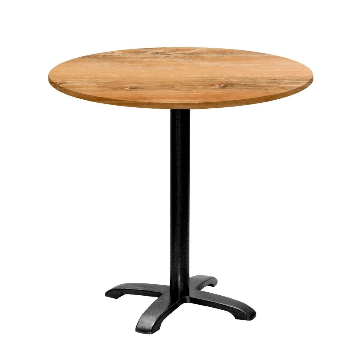 RestooTab Tavolo Bazila rotondo - laminato legno; 74x80 cm (HxØ); Piano tavolo quercia antica, struttura nero; rotonda