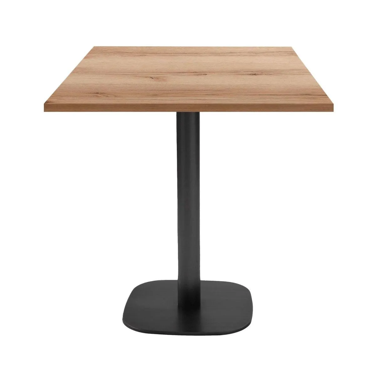 RestooTab Tavolo Round quadrato - laminato pietra & legno; 70x70x75 cm (LxLxH); Piano tavolo quercia/naturale, struttura nero; quadrata
