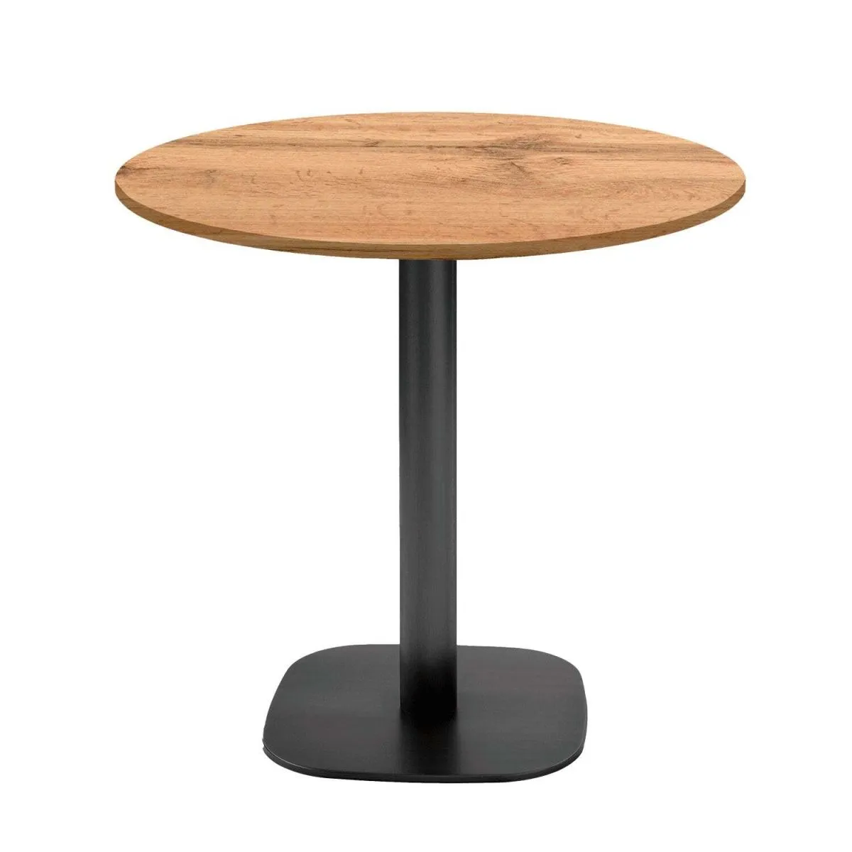 RestooTab Tavolo Round rotondo - laminato pietra & legno; 75x70 cm (HxØ); Piano tavolo quercia, struttura nero; rotonda