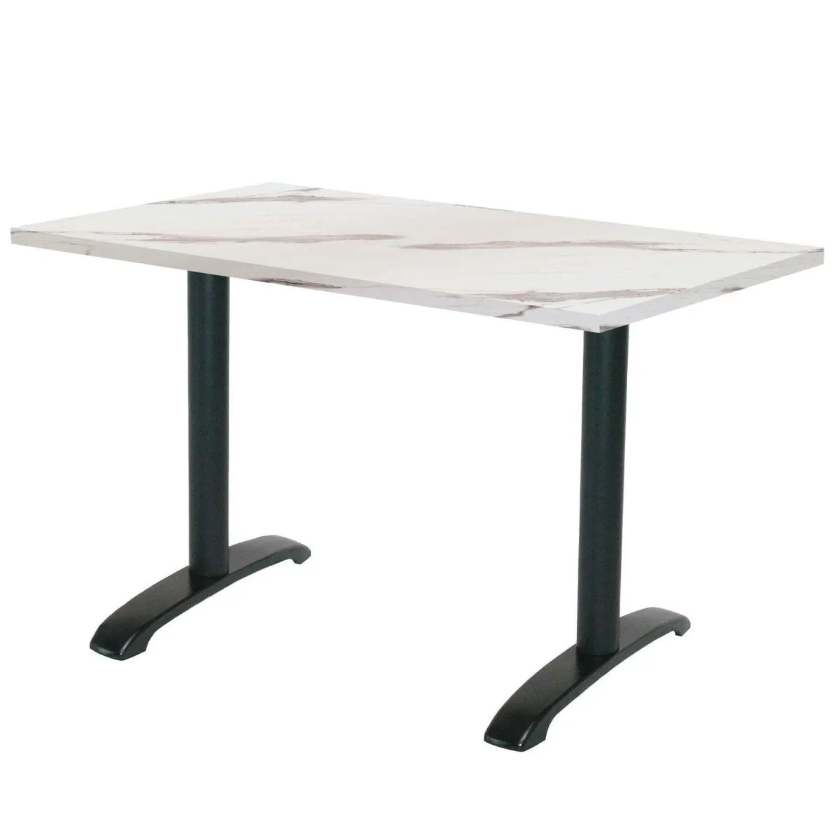 RestooTab Tavolo Bazila rettangolare - laminato pietra & legno; 160x80x74 cm (LxLxH); Piano tavolo bianco, struttura nero; rettangolare