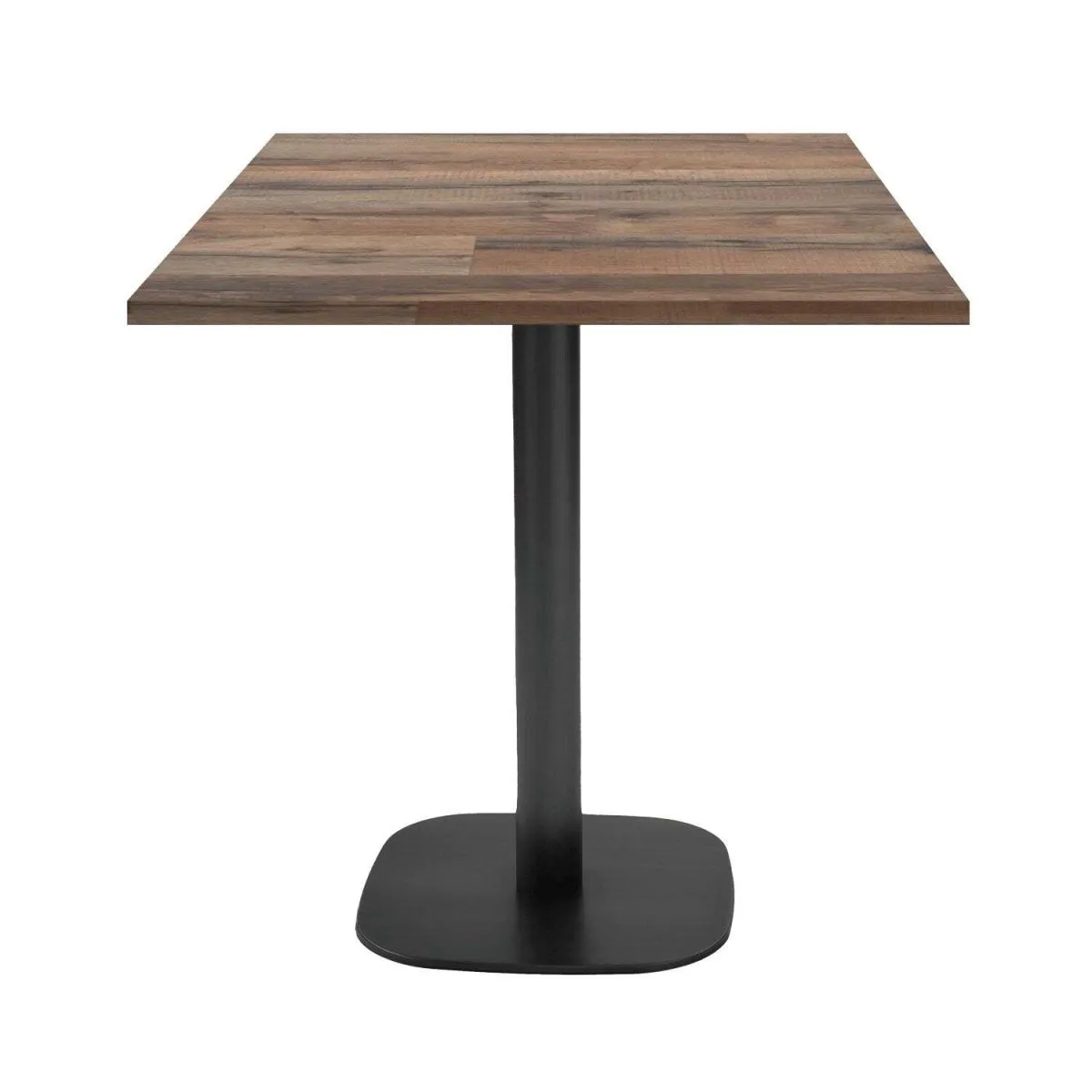 RestooTab Tavolo Round quadrato - laminato pietra & legno; 70x70x75 cm (LxLxH); Piano tavolo quercia/marrone vintage, struttura nero; quadrata