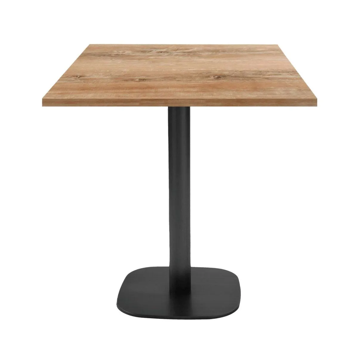 RestooTab Tavolo Round quadrato - laminato pietra & legno; 70x70x75 cm (LxLxH); Piano tavolo quercia antica, struttura nero; quadrata