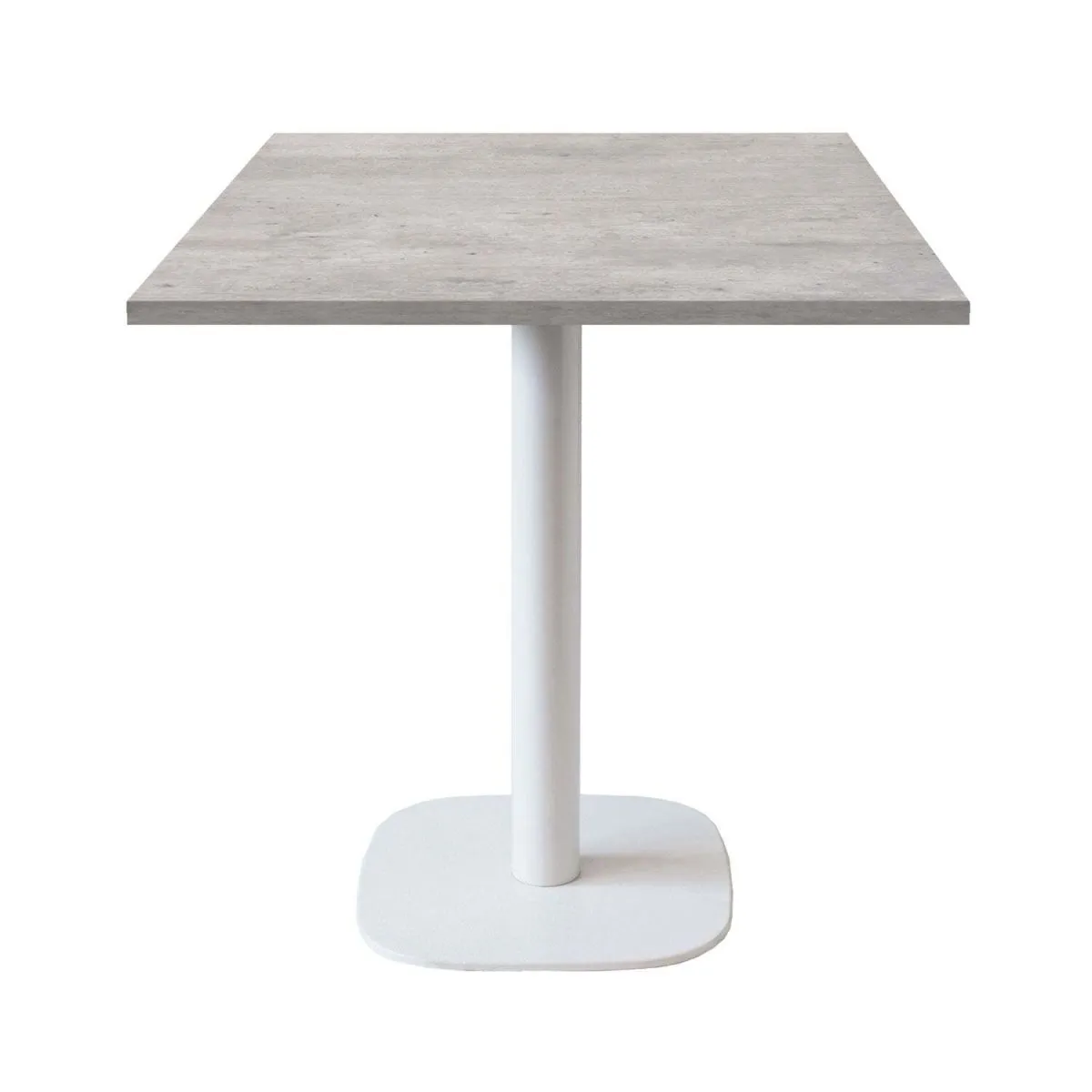 RestooTab Tavolo Round quadrato base bianco - laminato pietra; 70x70x75 cm (LxLxH); Piano tavolo grigio/cemento, struttura bianco; quadrata