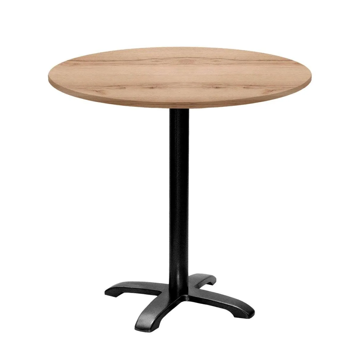 RestooTab Tavolo Bazila rotondo - laminato legno; 74x80 cm (HxØ); Piano tavolo quercia/naturale, struttura nero; rotonda