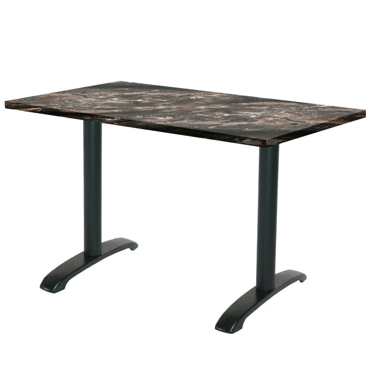 RestooTab Tavolo Bazila rettangolare - laminato pietra & legno; 120x70x74 cm (LxLxH); Piano tavolo nero, struttura nero; rettangolare
