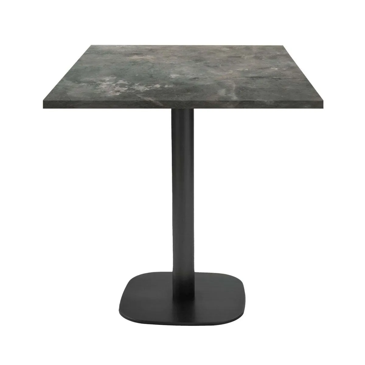 RestooTab Tavolo Round quadrato - laminato pietra & legno; 70x70x75 cm (LxLxH); Piano tavolo grigio/blu, struttura nero; quadrata