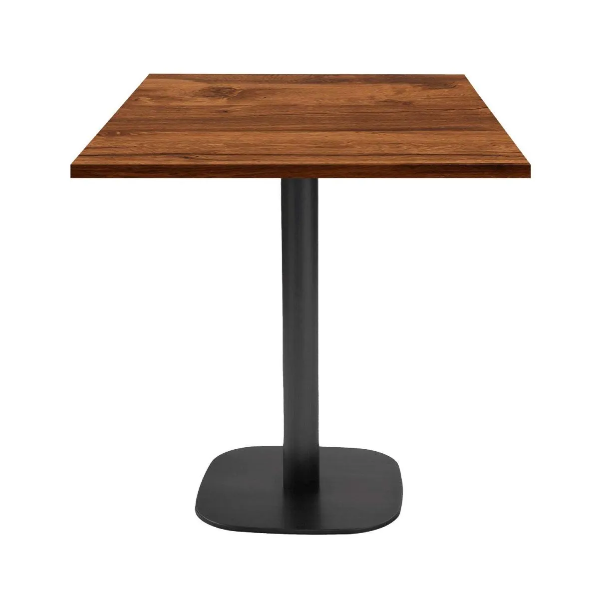 RestooTab Tavolo Round quadrato - laminato pietra & legno; 70x70x75 cm (LxLxH); Piano tavolo quercia wenge, struttura nero; quadrata
