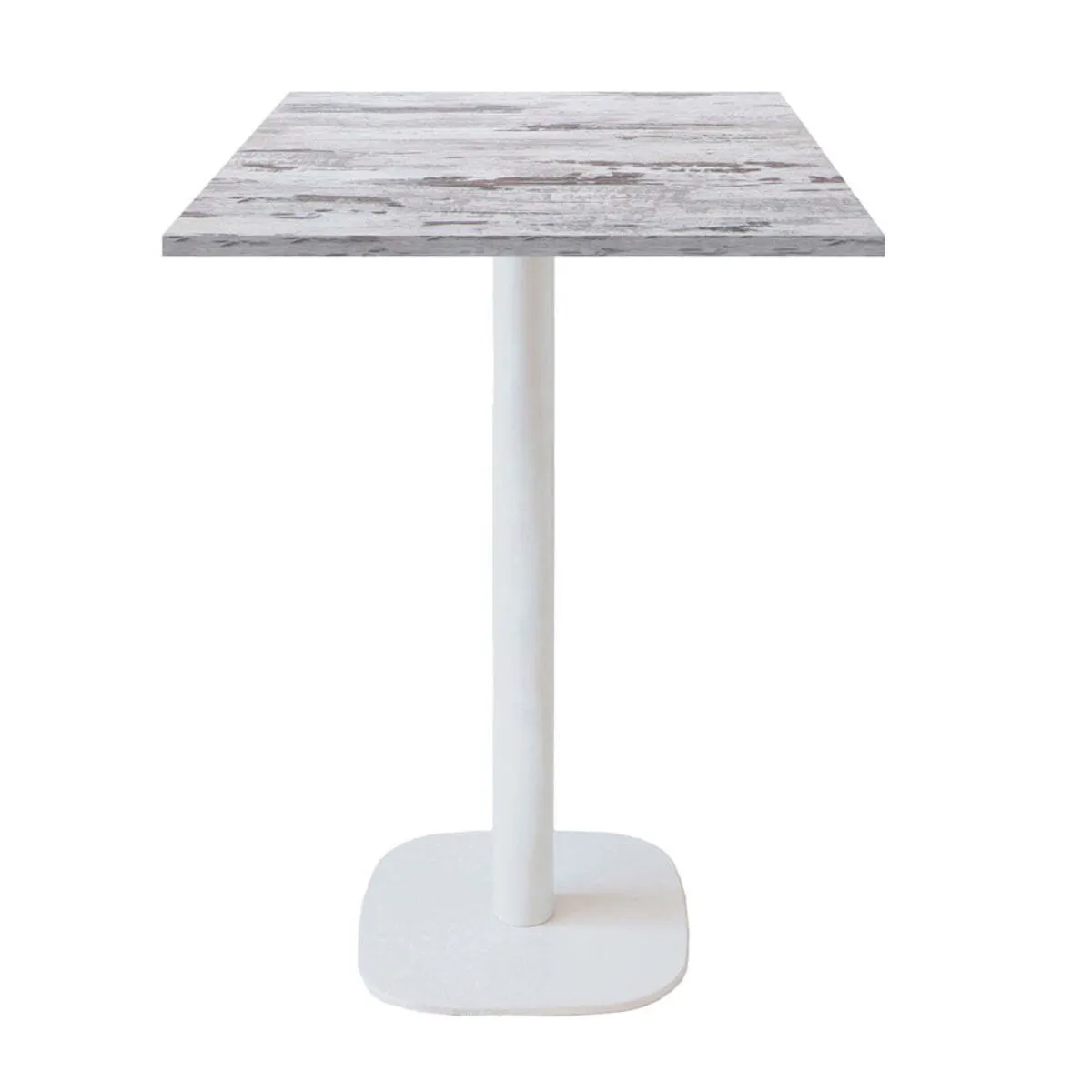 RestooTab Tavolo alto Round quadrato base bianco - laminato legno & tinta unita; 60x60x113 cm (LxLxH); Piano tavolo quercia/bianco, struttura bianco; quadrata