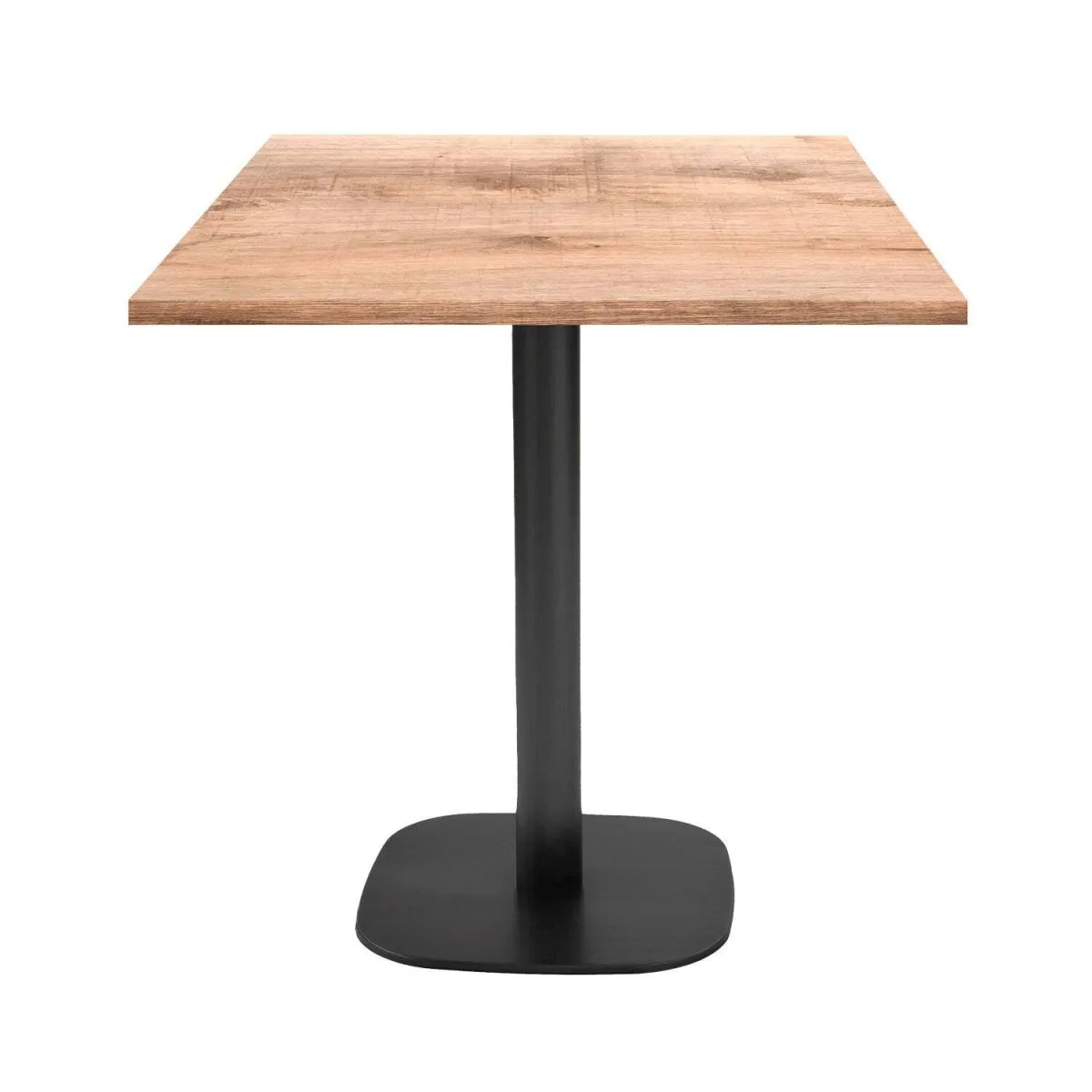 RestooTab Tavolo Round quadrato - laminato pietra & legno; 70x70x75 cm (LxLxH); Piano tavolo quercia/marrone chiaro, struttura nero; quadrata