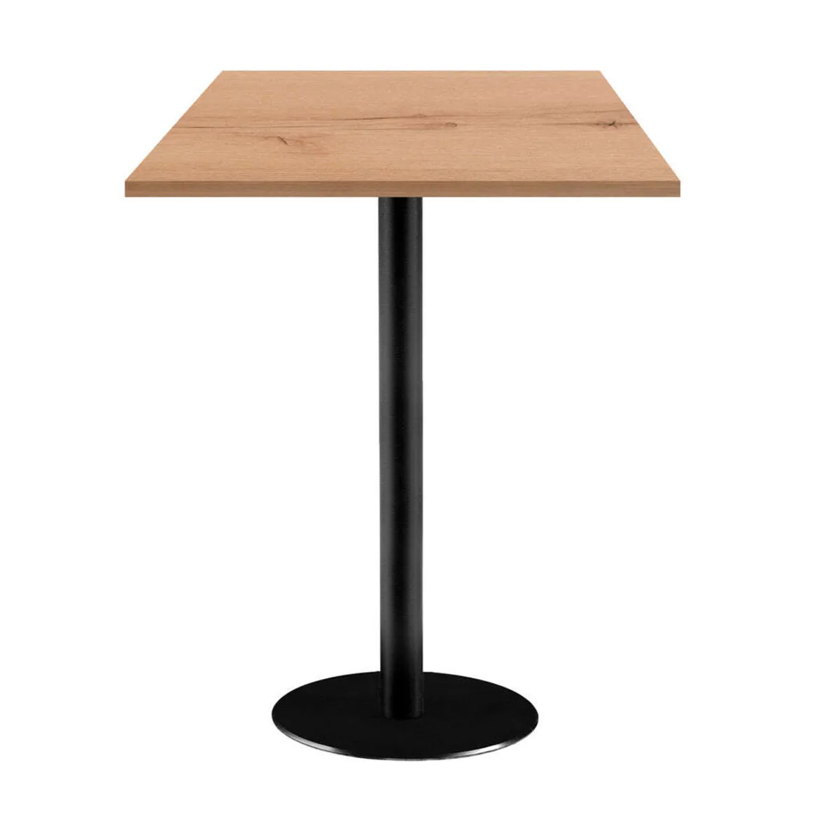 RestooTab Tavolo alto Rome quadrato - laminato legno; 60x60x113 cm (LxLxH); Piano tavolo quercia/naturale, struttura nero; quadrata