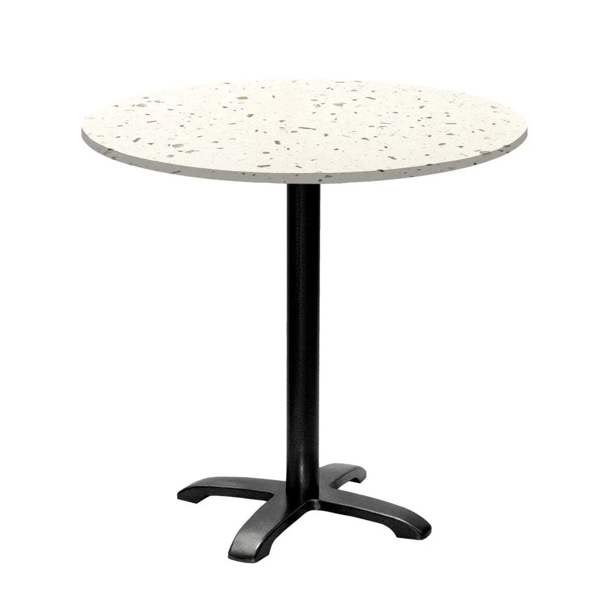 RestooTab Tavolo Bazila rotondo - laminato pietra; 74x80 cm (HxØ); Piano tavolo terazzo, struttura nero; rotonda