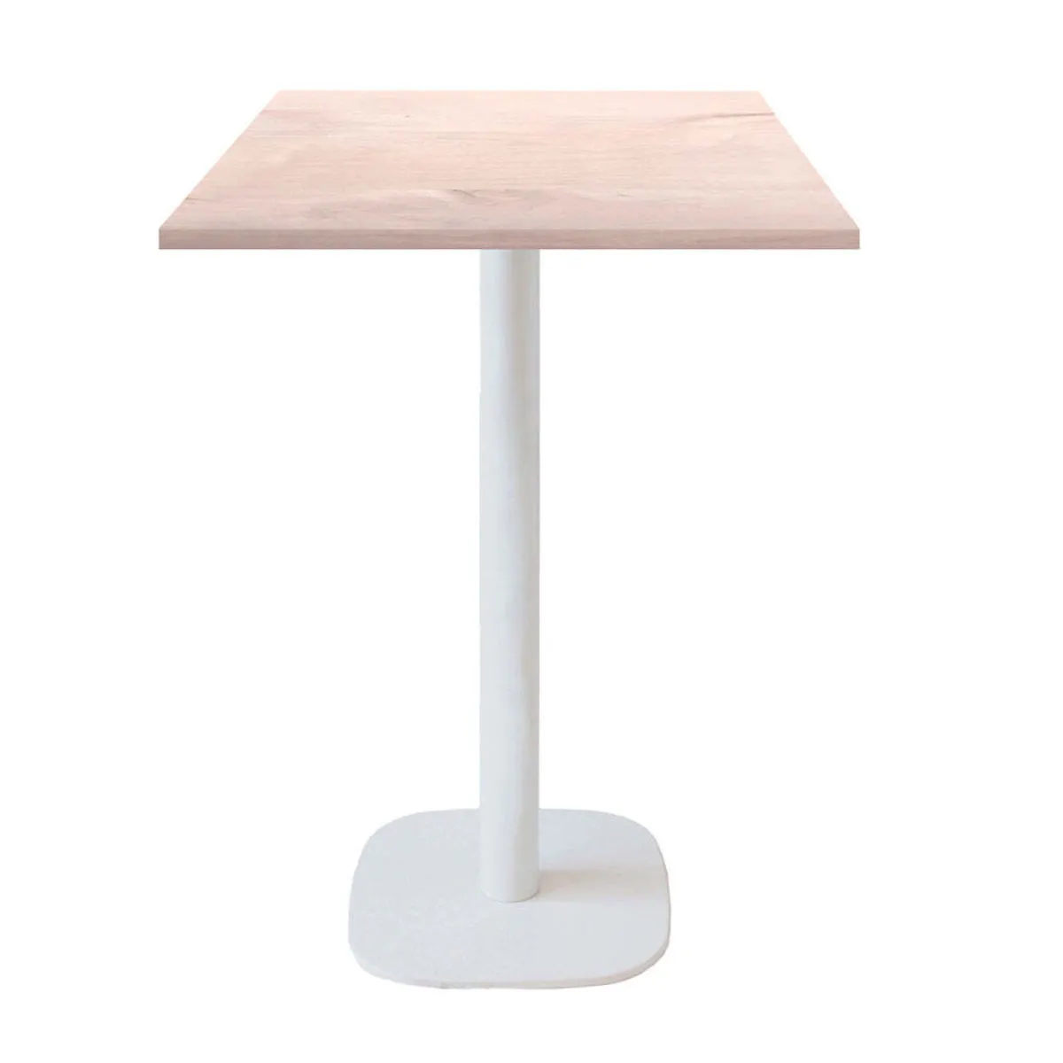 RestooTab Tavolo alto Round quadrato base bianco - laminato legno & tinta unita; 60x60x113 cm (LxLxH); Piano tavolo betulla, struttura bianco; quadrata