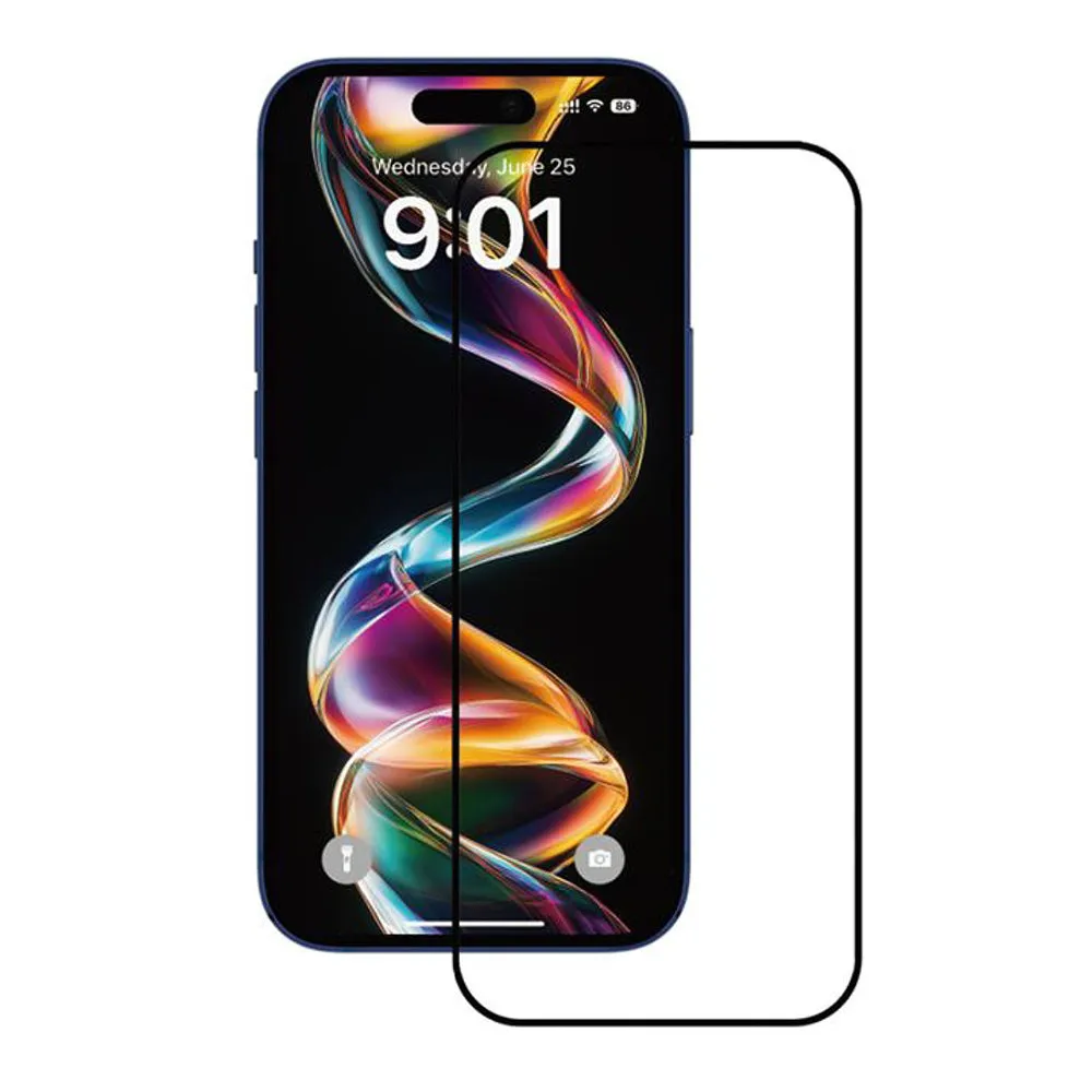 Pellicola protettiva per schermo Anank per Apple iPhone 15 Pro, vetro temperato, Full Glue, 2.5D, set da 10 pezzi, nero