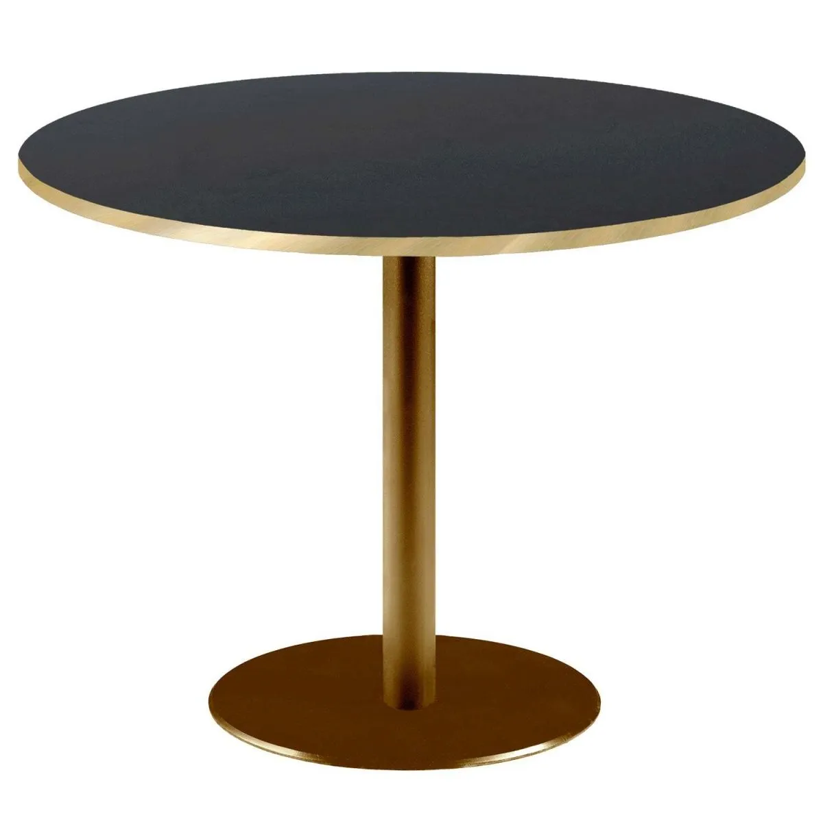 RestooTab Tavolo Rome XL rotondo base dorato - bordi color ottone; 75x120 cm (HxØ); Piano tavolo nero/ottone, struttura ottone; rotonda
