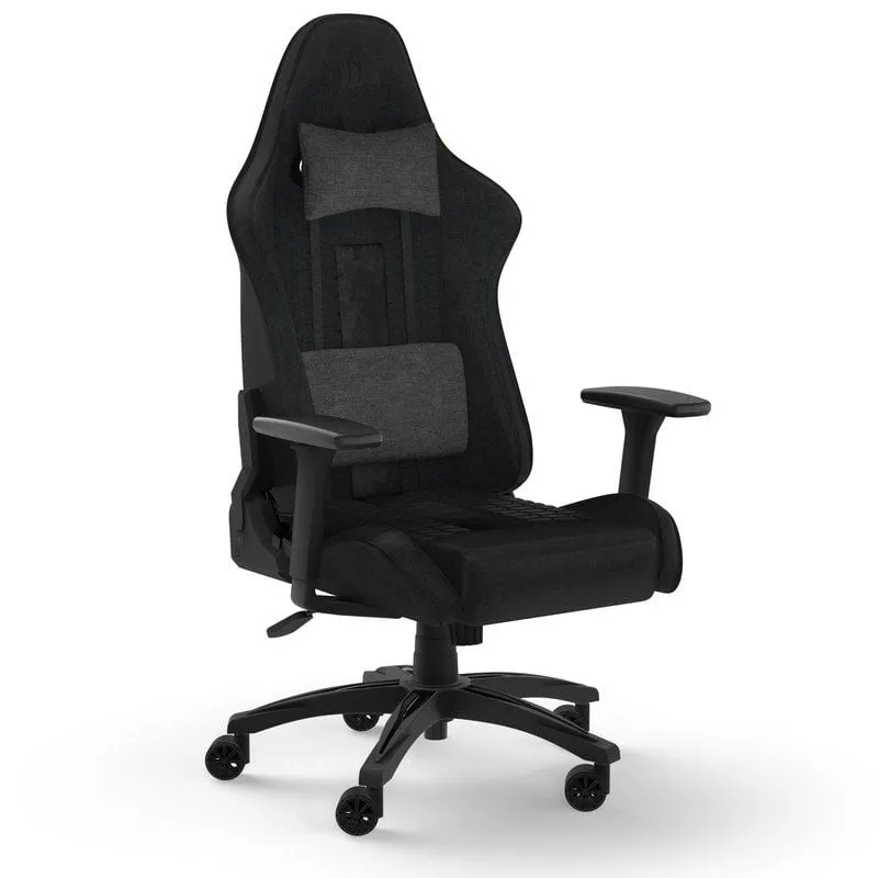 Sedia da gaming Corsair TC100 RELAXED in tessuto nero con cuscini grigi