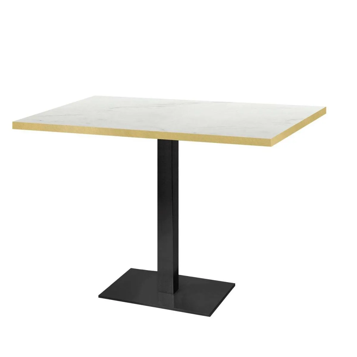 RestooTab Tavolo Milan - bordi color ottone; 120x70x75 cm (LxLxH); Piano tavolo bianco/beige/ottone, struttura nero; rettangolare