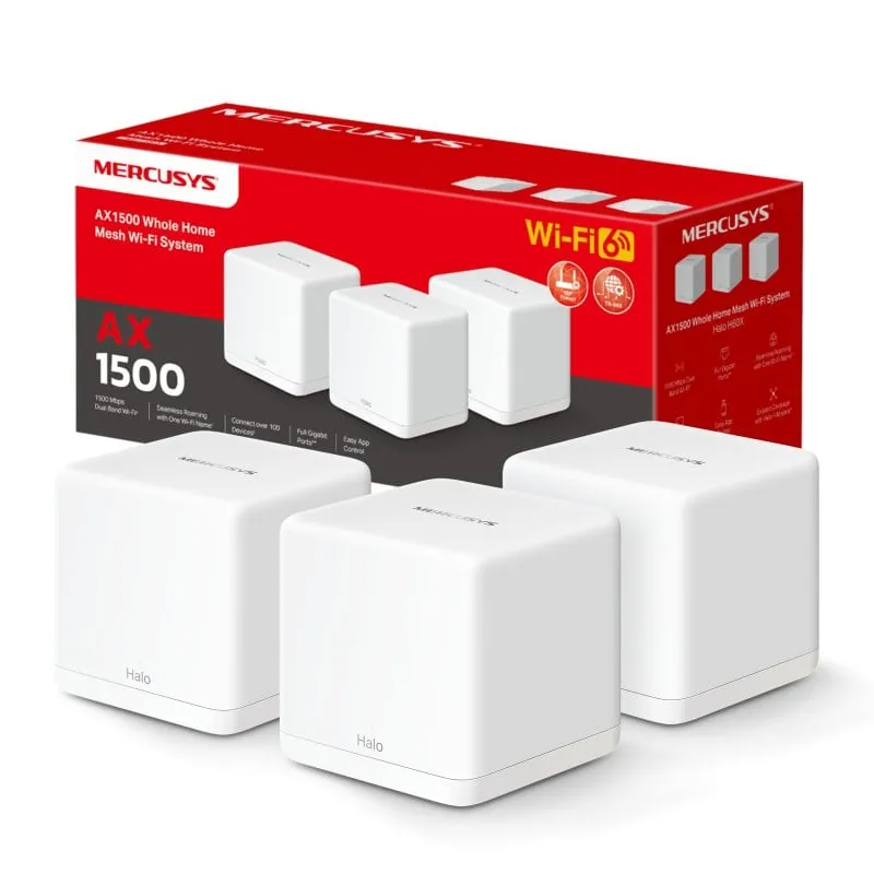 Mercusys Halo H60X (confezione da 3) WiFi Mesh AX1500 Sistema Wi-Fi 6 per tutta la casa, confezione da 3