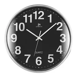 Orologio da parete (35,5cm) JUSTAMINUTE Nero e Cromo 00816N